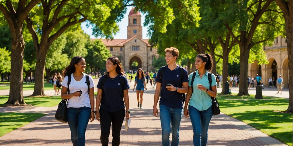 Stanford Üniversitesi kampüsünde öğrenciler