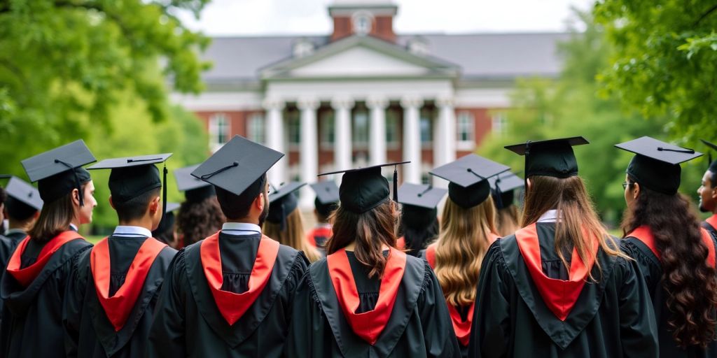 Amerikan üniversitesi öğrencileri mezuniyet töreni